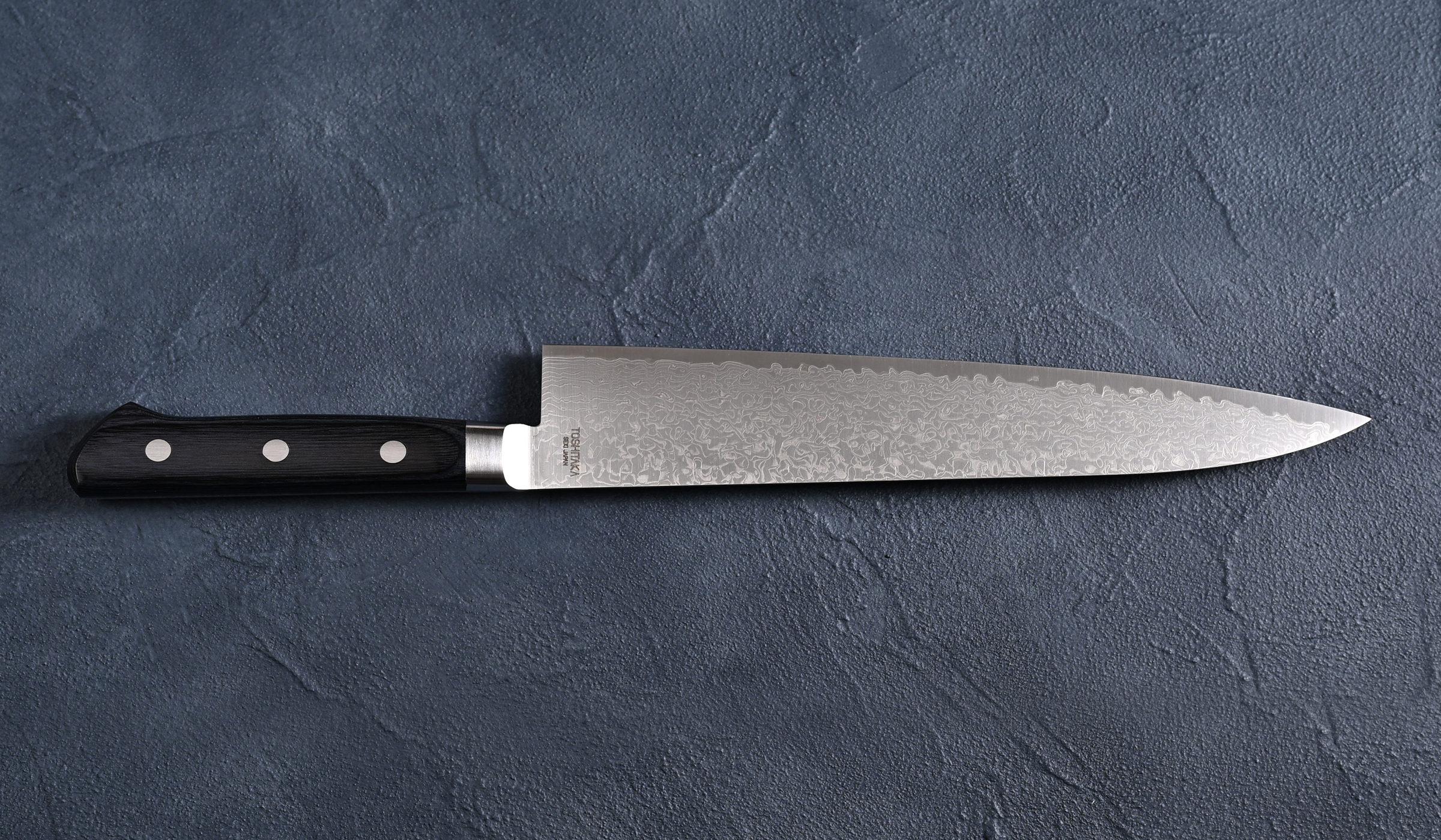 利隆 Toshitaka 牛刀包丁210mm SG2粉末ハイス鋼 ダマスカス 紺洋柄
