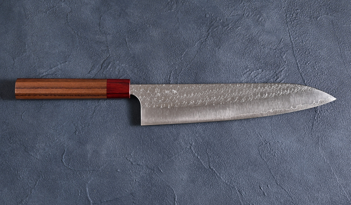 加藤義実 Yoshimi Kato Minamo 牛刀包丁240mm SG2粉末ハイス鋼 槌目 加藤義実 Yoshimi Kato Minamo 牛刀包丁240mm SG2粉末ハイス鋼 槌目