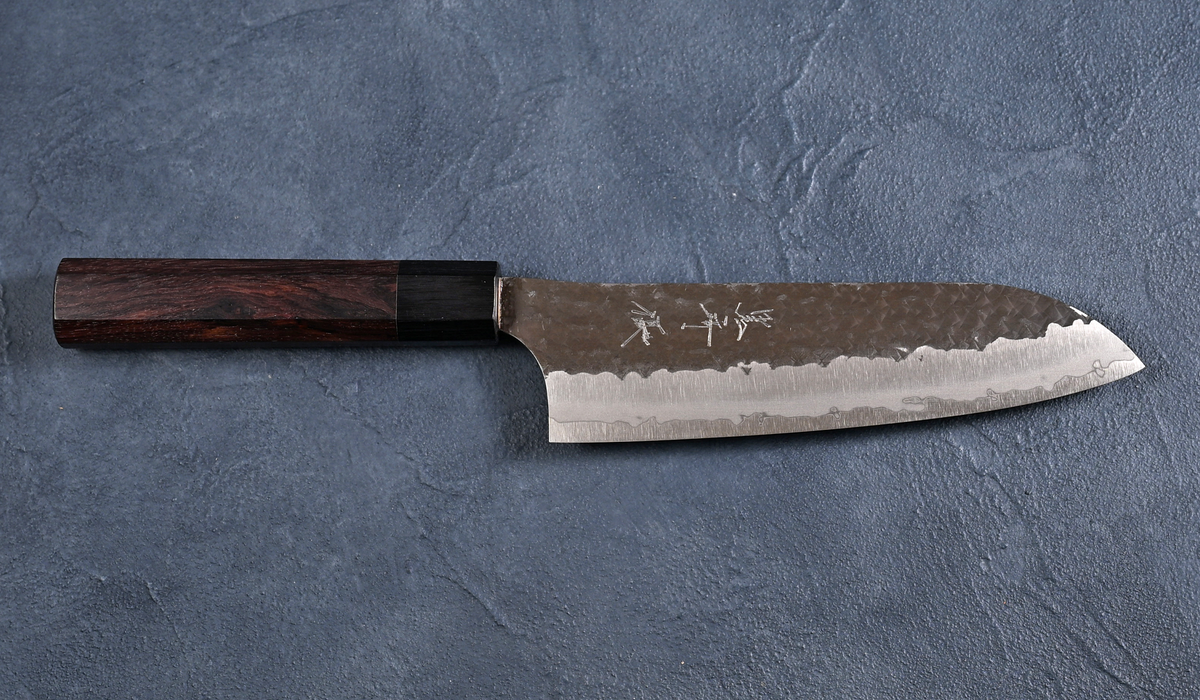 黒﨑優 Yu Kurosaki 黒閃 三徳包丁 青紙スーパー鋼 紫檀八角柄